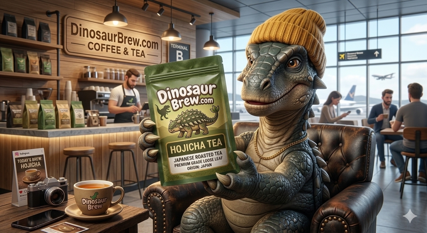 Hojicha Tea from the Ankylosaurus