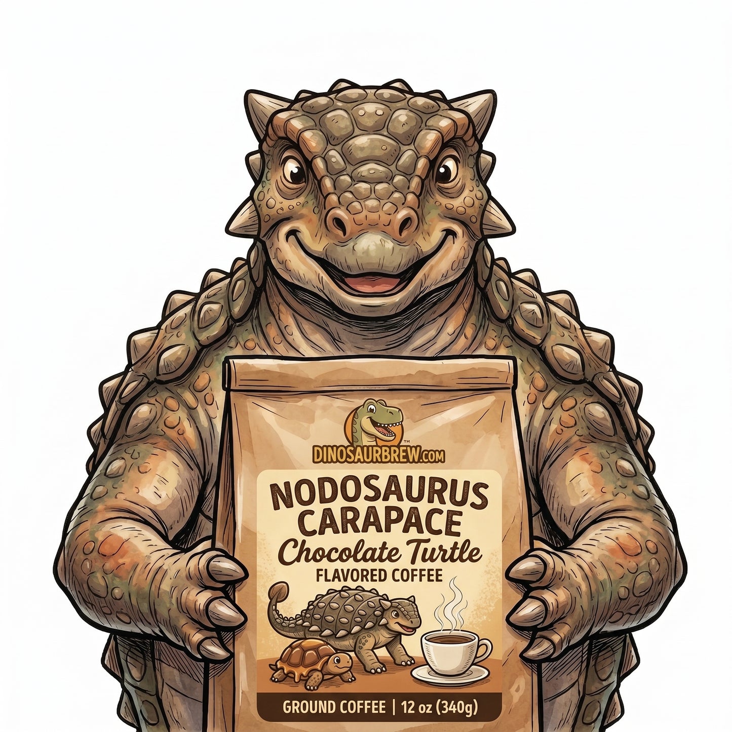 Chocolate Turtle Flavored Coffee - Medium Roast - from the Nodosaurus