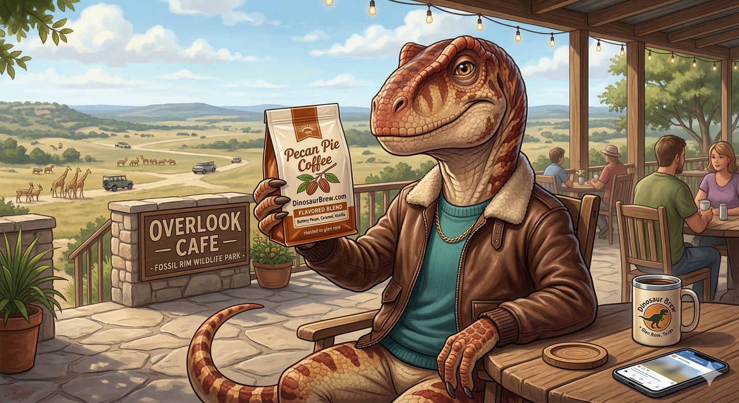 Pecan Pie Flavored Coffee from the Paluxysaurus