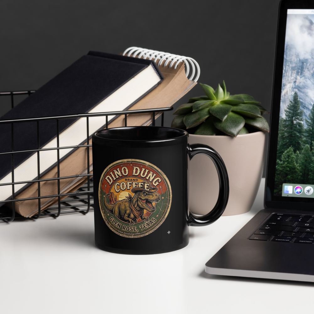 Official Black Glossy Dino Dung Coffee Mug